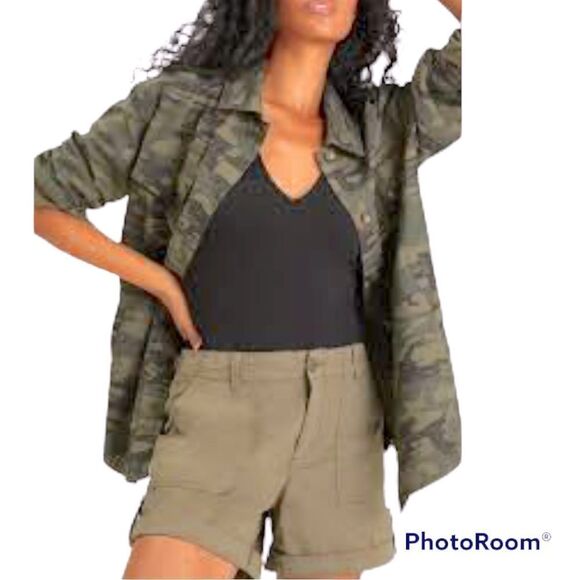 Sanctuary Dusty Camo Green Stretch Twill tie waist Safari Jacket - Picture 8 of 8